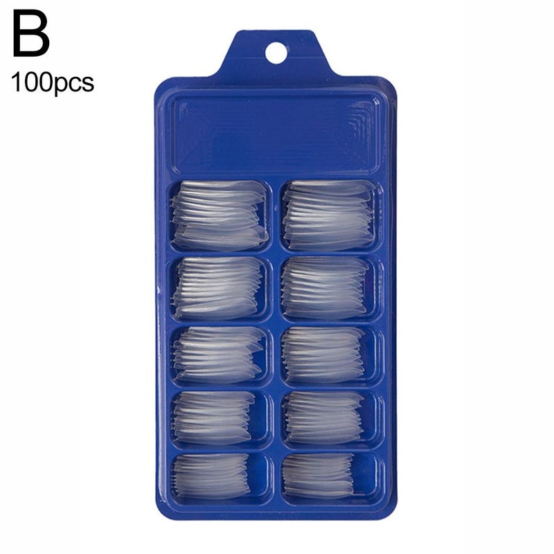 100Pcs/set False nail stickers, finished nail stickers, small blue box, nail art stickers, ballet nails, European and American style, long, solid color.